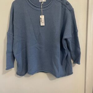 Women's Blue Sweater - Cropped Crew Neck